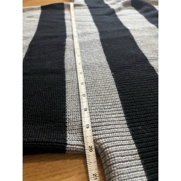 Tory Burch Black Gray Striped Elbow Dolman Sleeve Merino Wool Sweater Size Med - Picture 9 of 9